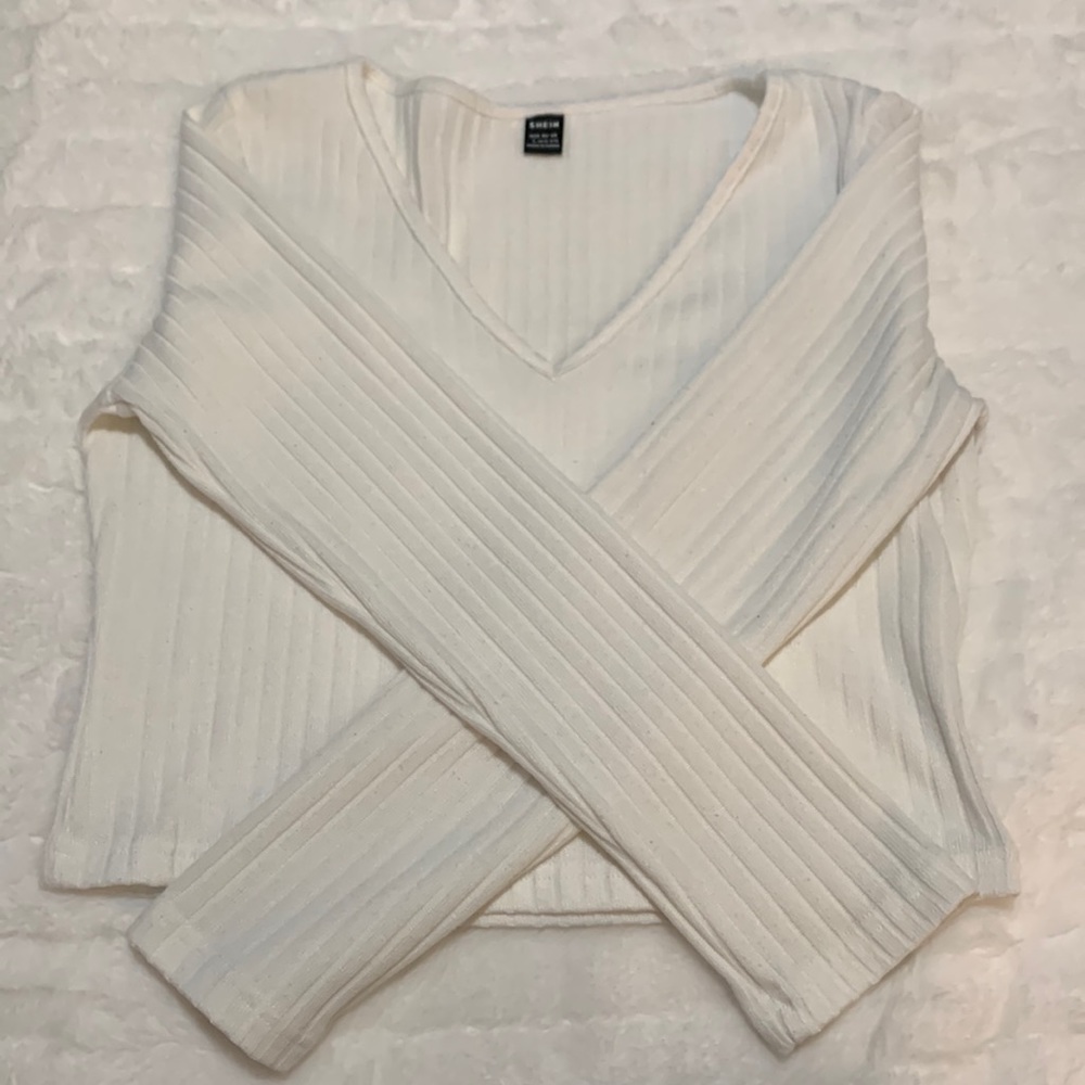 SHEIN long sleeve ripped crop top, size large